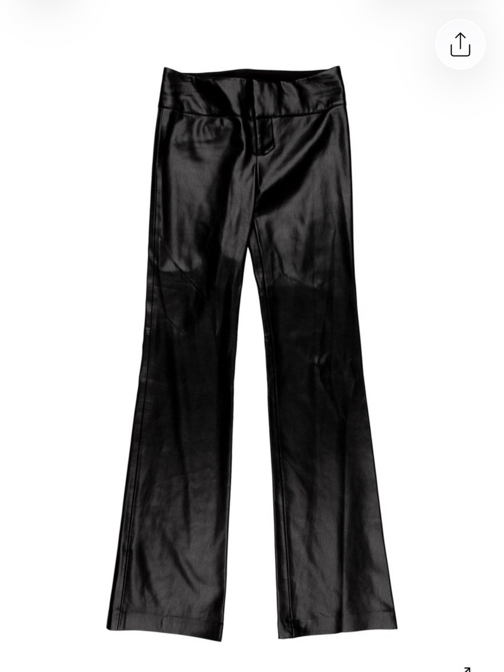 Alice + Olivia Shiny Black Faux-Leather Bootcut Pants